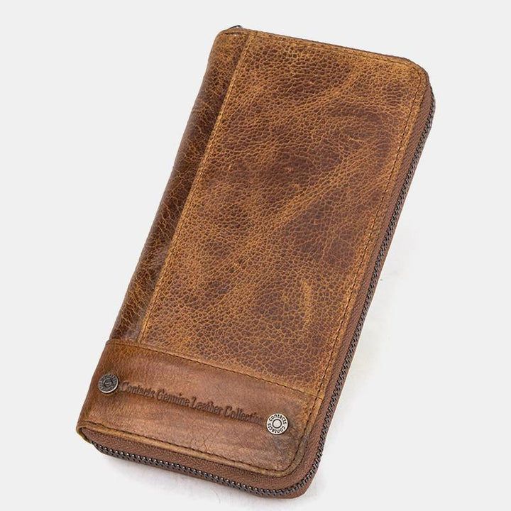 Multifunktionale RFID-Geldbörse aus echtem Leder im Retro-Stil