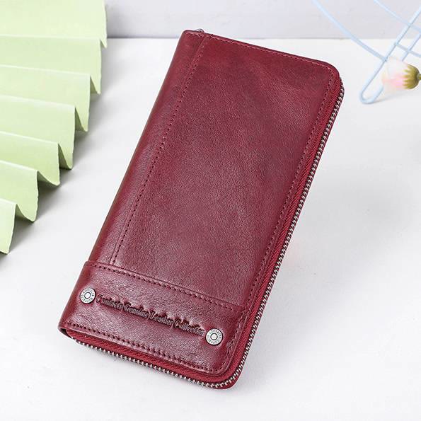 Multifunktionale RFID-Geldbörse aus echtem Leder im Retro-Stil