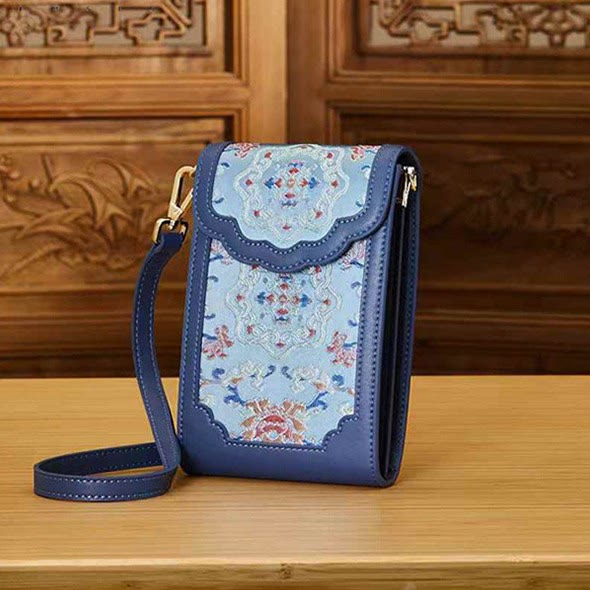 Blumen Stickerei Telefon Tasche Retro Mini Umhängetasche