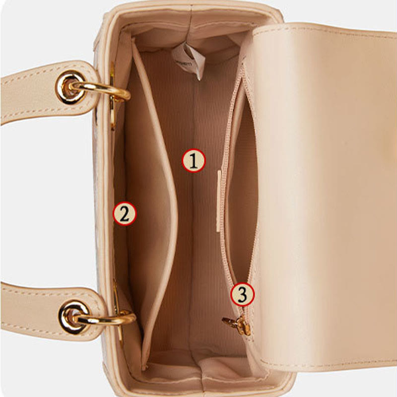 Echtes Leder Song Brokat Stickerei Maulbeerseide Quadratische Handtasche