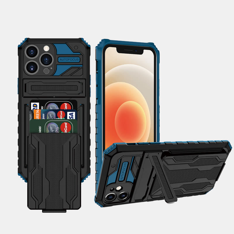 Silikon-Telefon-Brieftaschenhülle für iPhone mit abnehmbarem Kartenhalter und Ständer