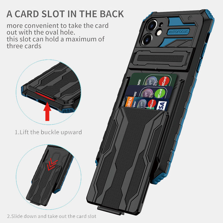 Silikon-Telefon-Brieftaschenhülle für iPhone mit abnehmbarem Kartenhalter und Ständer