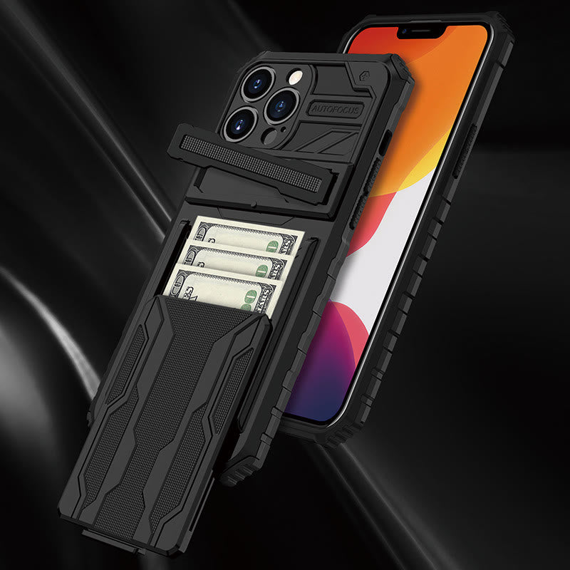 Silikon-Telefon-Brieftaschenhülle für iPhone mit abnehmbarem Kartenhalter und Ständer