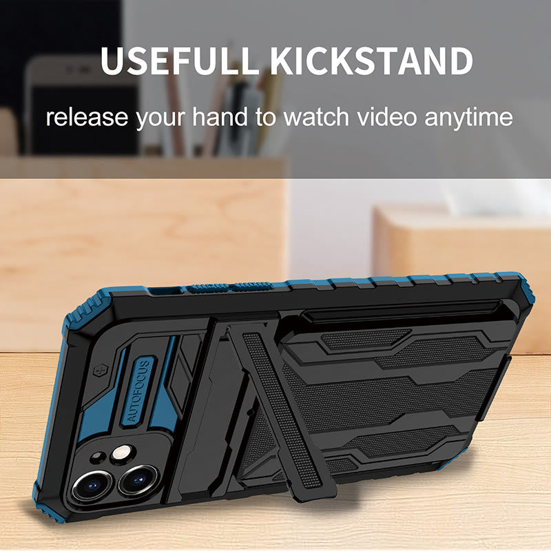 Silikon-Telefon-Brieftaschenhülle für iPhone mit abnehmbarem Kartenhalter und Ständer