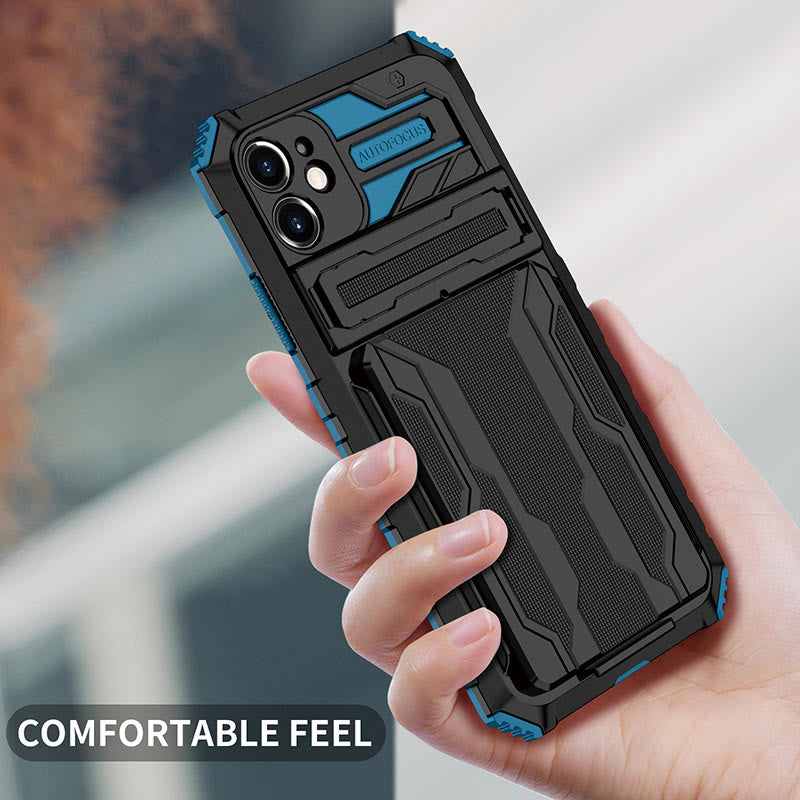 Silikon-Telefon-Brieftaschenhülle für iPhone mit abnehmbarem Kartenhalter und Ständer