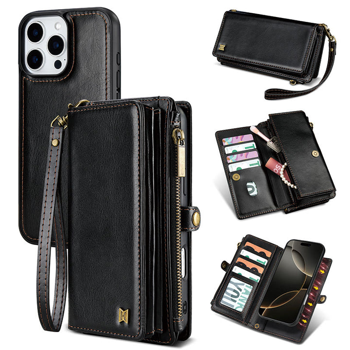 Handyhülle aus Kunstleder mit Clutch für iPhone mit Handschlaufe