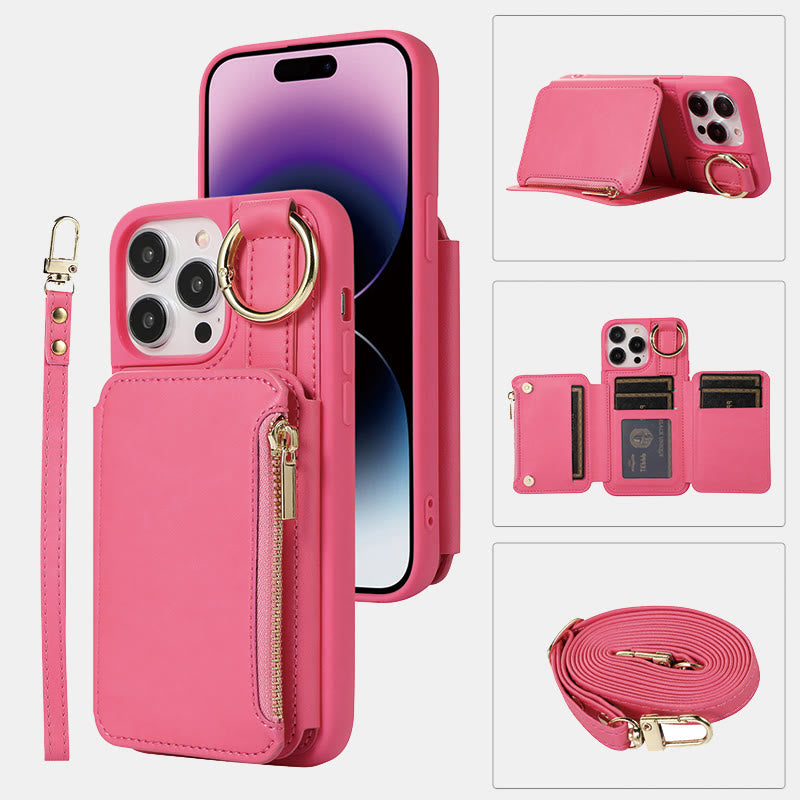 RFID-blockierende Handyhülle aus Kunstleder, Brieftasche für iPhone 13/14/15/16