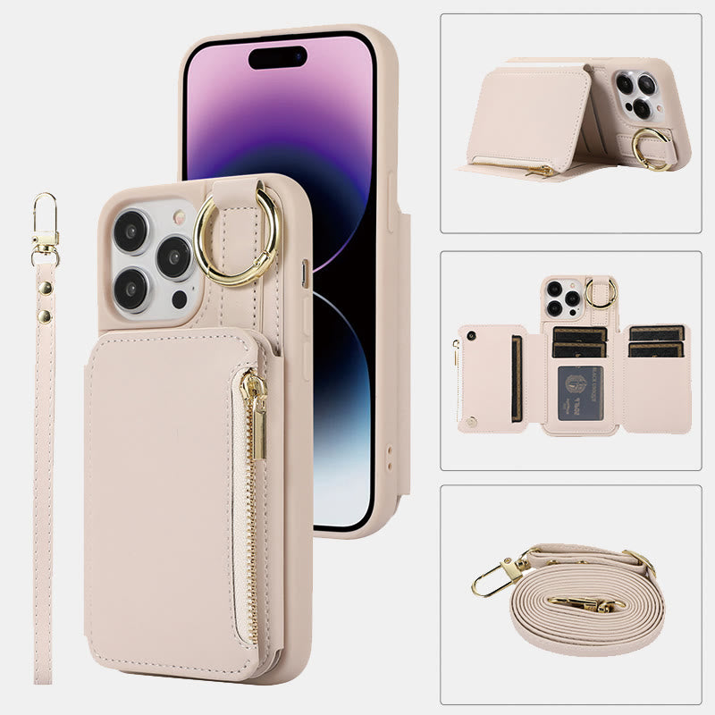 RFID-blockierende Handyhülle aus Kunstleder, Brieftasche für iPhone 13/14/15/16
