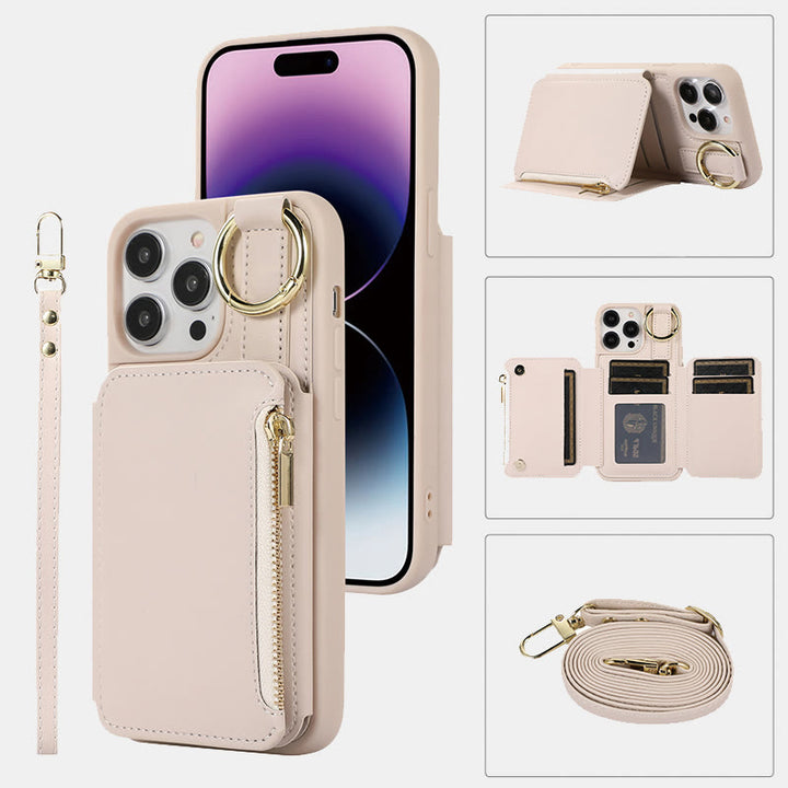 RFID-blockierende Handyhülle aus Kunstleder, Brieftasche für iPhone 13/14/15/16