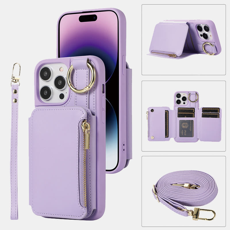 RFID-blockierende Handyhülle aus Kunstleder, Brieftasche für iPhone 13/14/15/16