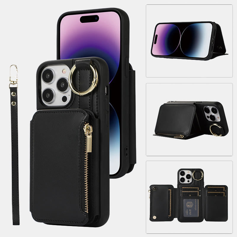 RFID-blockierende Handyhülle aus Kunstleder, Brieftasche für iPhone 13/14/15/16