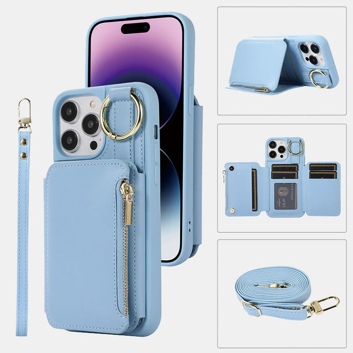 RFID-blockierende Handyhülle aus Kunstleder, Brieftasche für iPhone 13/14/15/16