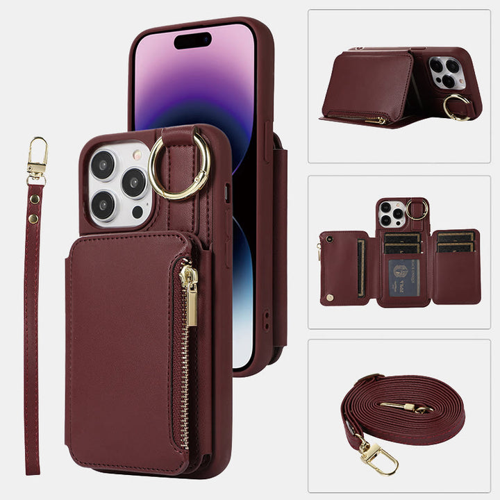 RFID-blockierende Handyhülle aus Kunstleder, Brieftasche für iPhone 13/14/15/16