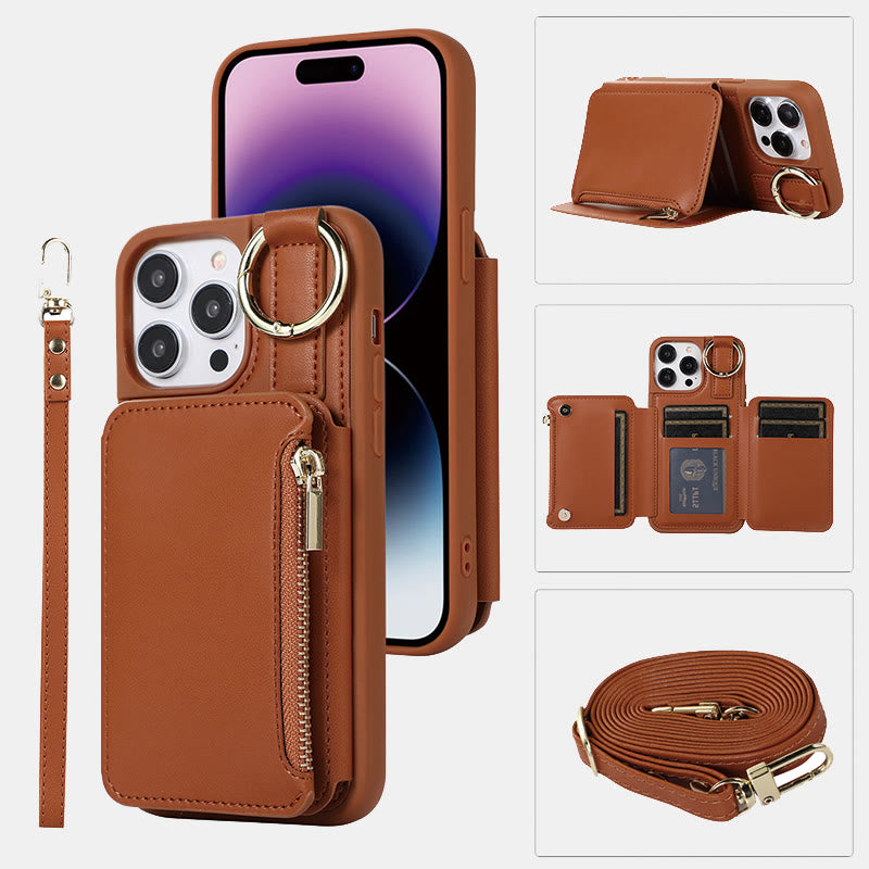 RFID-blockierende Handyhülle aus Kunstleder, Brieftasche für iPhone 13/14/15/16