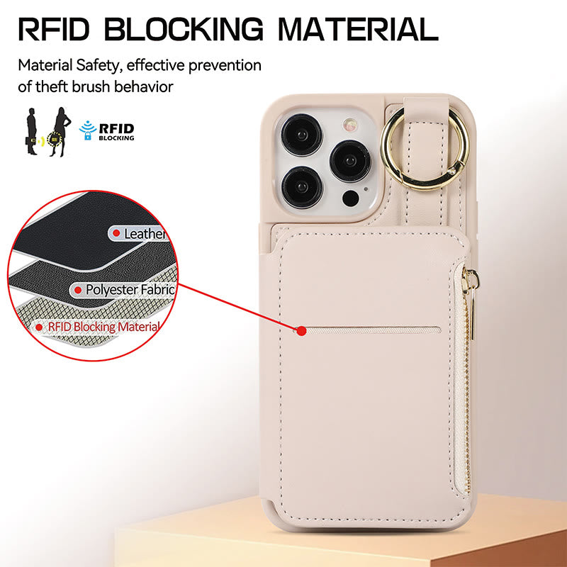 RFID-blockierende Handyhülle aus Kunstleder, Brieftasche für iPhone 13/14/15/16