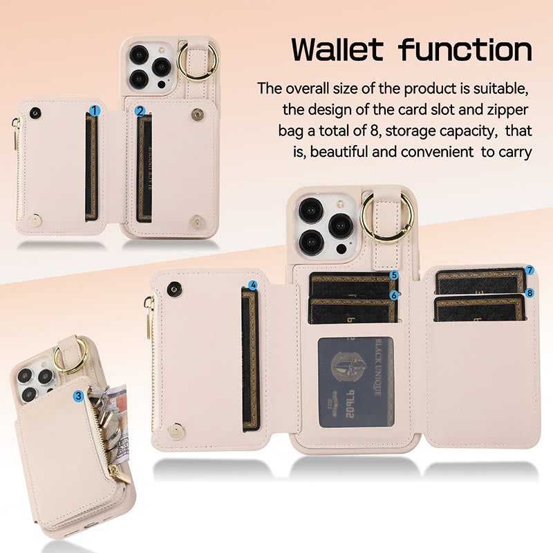 RFID-blockierende Handyhülle aus Kunstleder, Brieftasche für iPhone 13/14/15/16