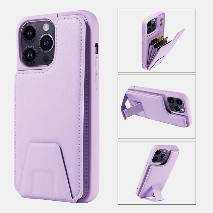 Minimalistische Handyhülle aus PU-Leder für iPhone mit Kartenhalter