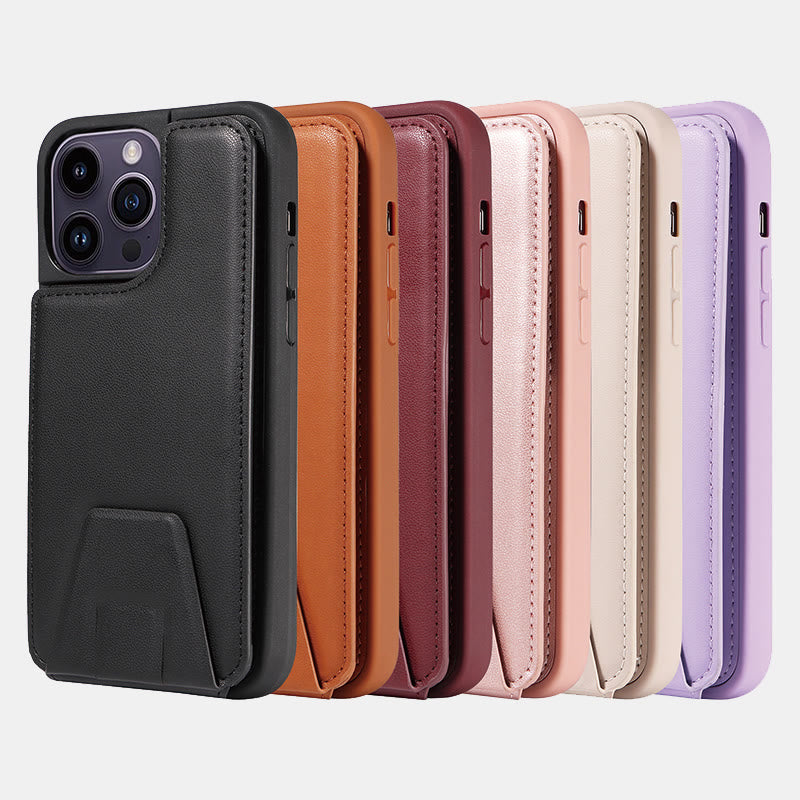Minimalistische Handyhülle aus PU-Leder für iPhone mit Kartenhalter