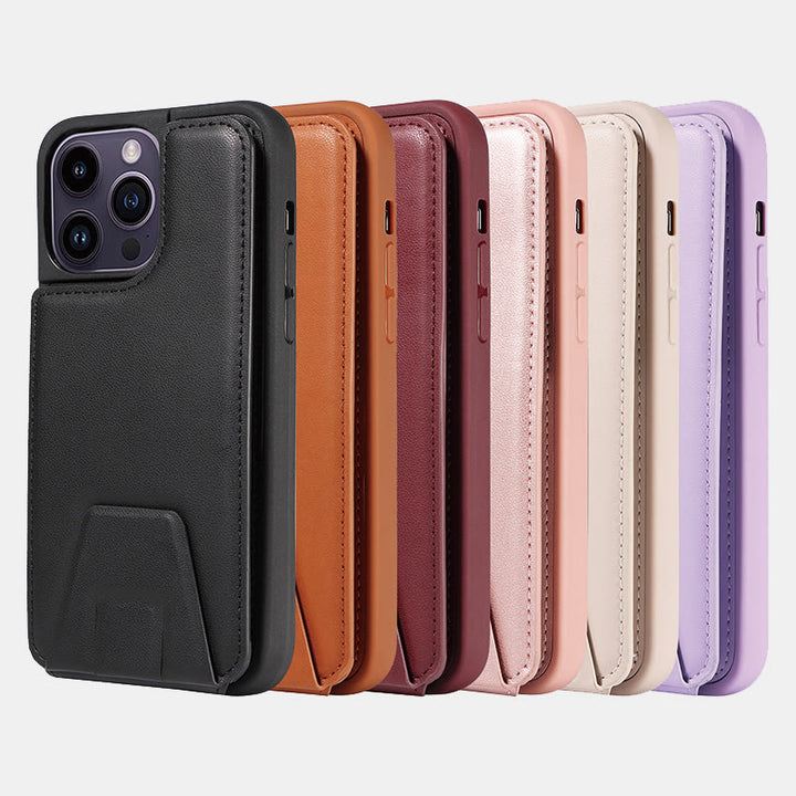 Minimalistische Handyhülle aus PU-Leder für iPhone mit Kartenhalter
