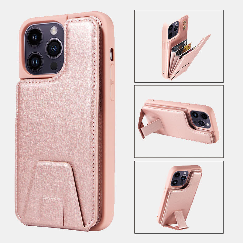 Minimalistische Handyhülle aus PU-Leder für iPhone mit Kartenhalter