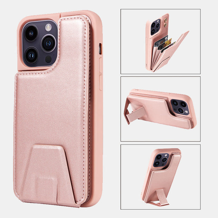 Minimalistische Handyhülle aus PU-Leder für iPhone mit Kartenhalter