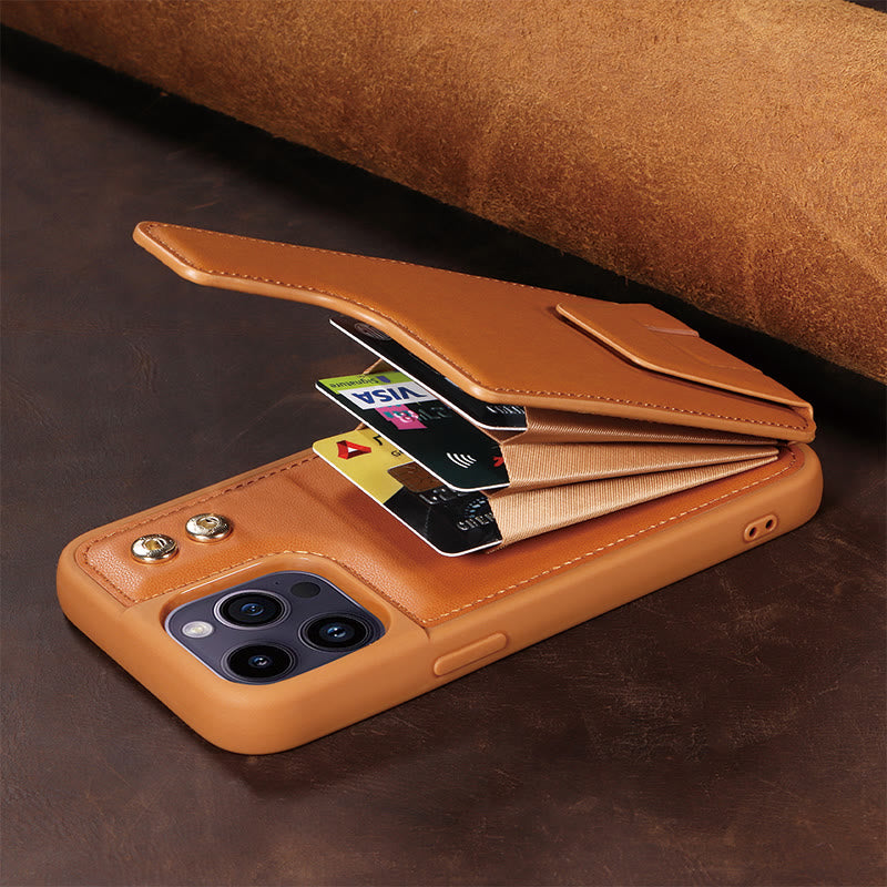 Minimalistische Handyhülle aus PU-Leder für iPhone mit Kartenhalter
