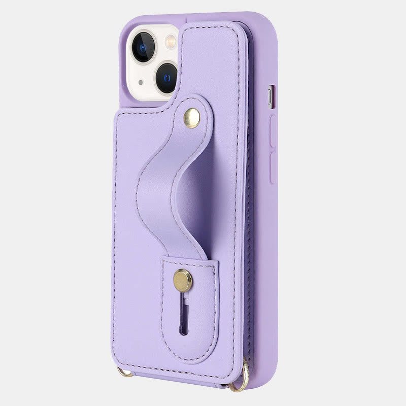 Handyhülle aus Kunstleder für iPhone mit Umhängegurt