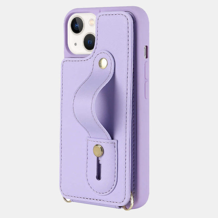 Handyhülle aus Kunstleder für iPhone mit Umhängegurt
