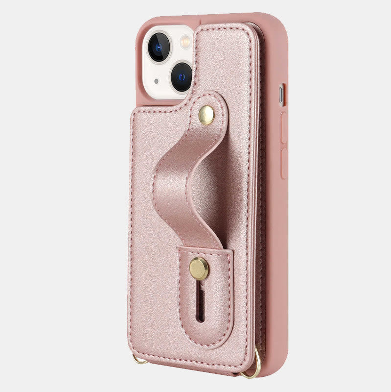 Handyhülle aus Kunstleder für iPhone mit Umhängegurt