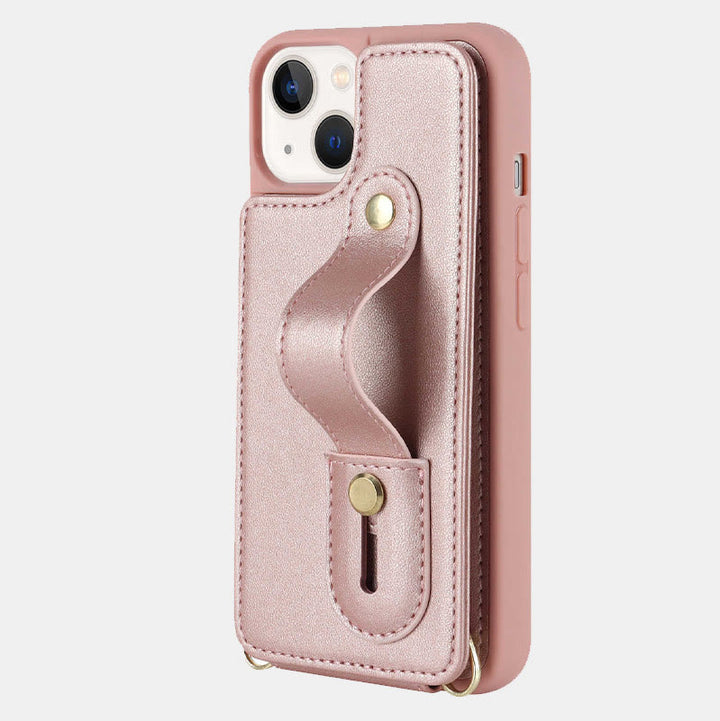 Handyhülle aus Kunstleder für iPhone mit Umhängegurt