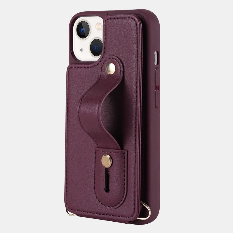 Handyhülle aus Kunstleder für iPhone mit Umhängegurt
