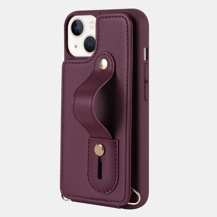 Handyhülle aus Kunstleder für iPhone mit Umhängegurt