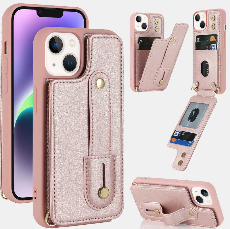 Handyhülle aus Kunstleder für iPhone mit Umhängegurt