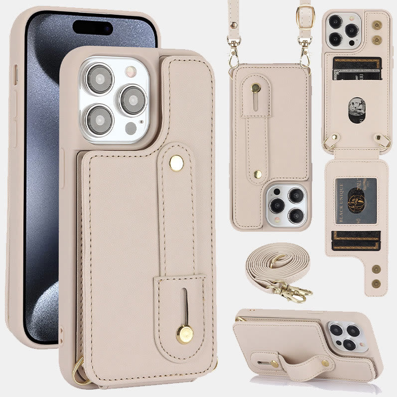 Handyhülle aus Kunstleder für iPhone mit Umhängegurt