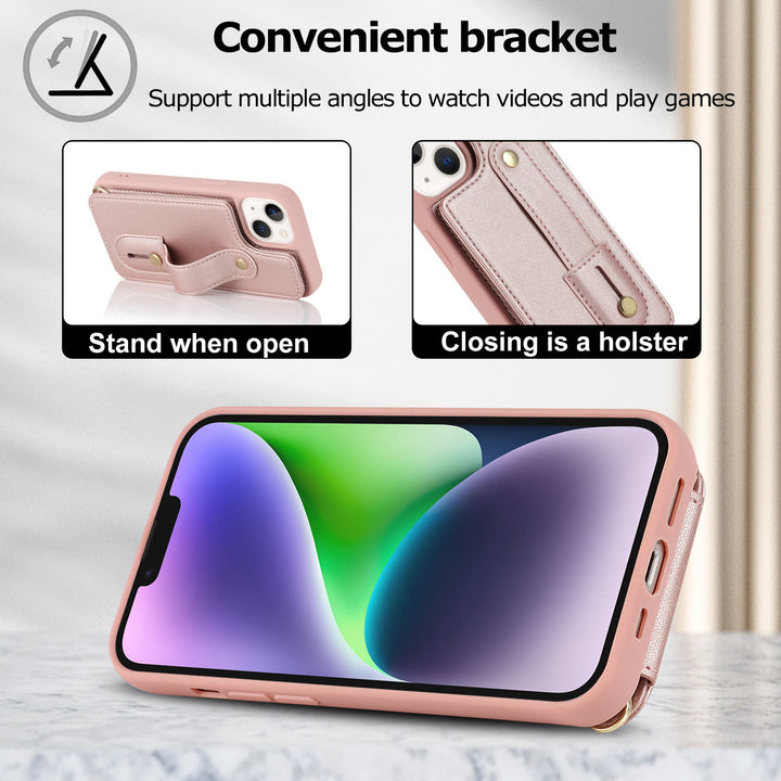 Handyhülle aus Kunstleder für iPhone mit Umhängegurt