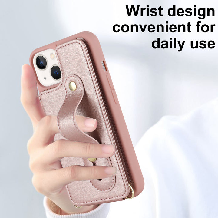 Handyhülle aus Kunstleder für iPhone mit Umhängegurt