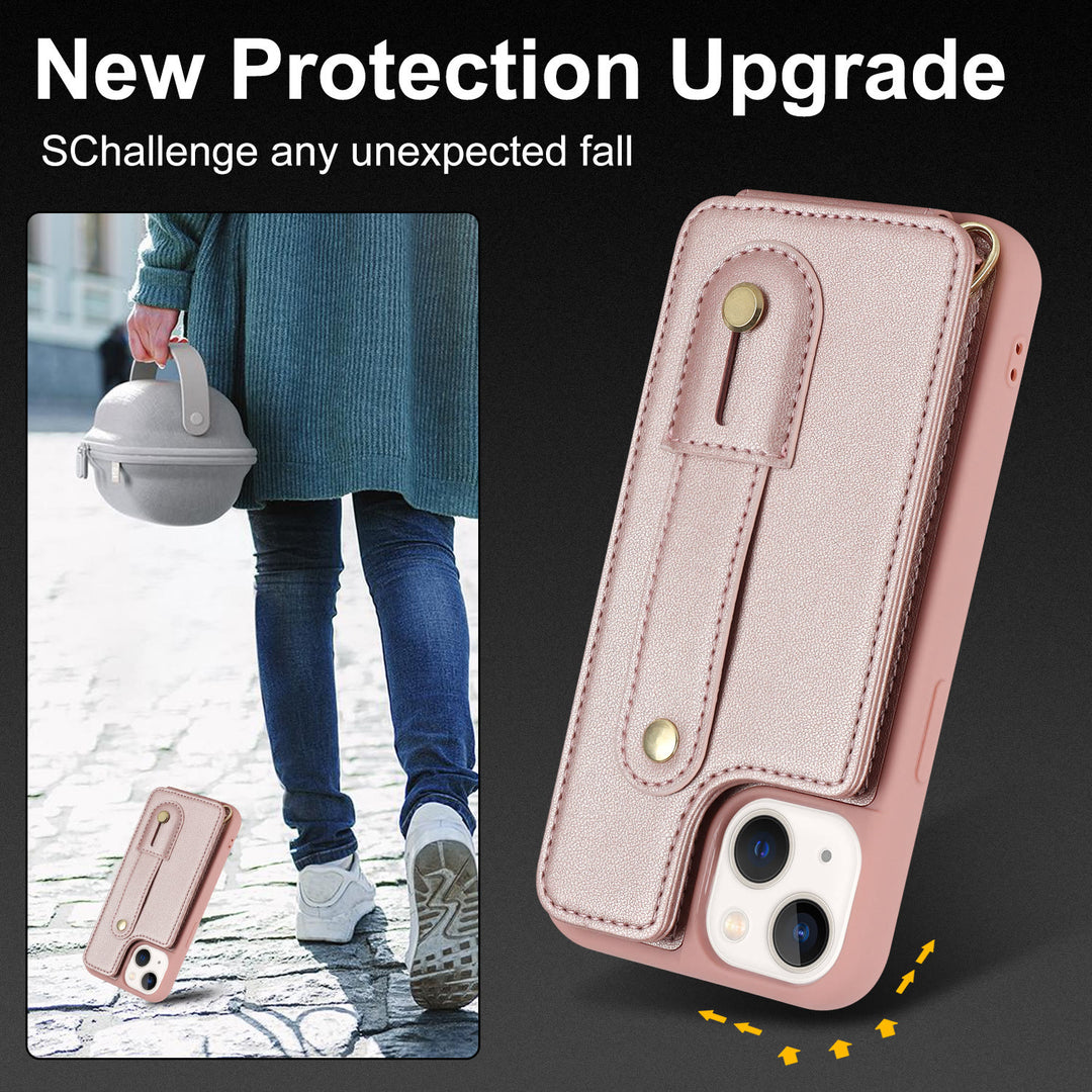 Handyhülle aus Kunstleder für iPhone mit Umhängegurt