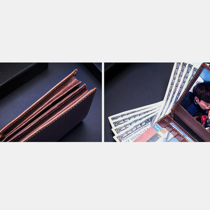 Diebstahlsichere, RFID-geschützte Geldbörse aus echtem Leder mit mehreren Steckplätzen