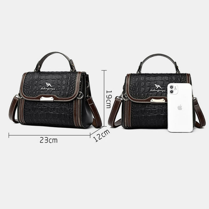 Handtasche mit Krokodil-Print für Damen, geräumige Umhängetasche aus PU-Leder
