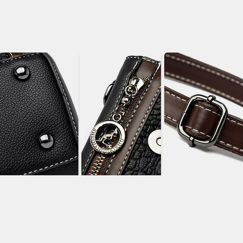 Handtasche mit Krokodil-Print für Damen, geräumige Umhängetasche aus PU-Leder