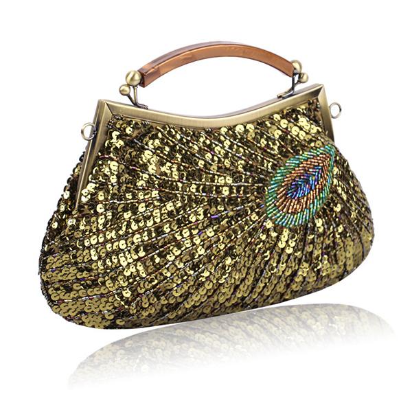 Handgemachte Perlen Clutch Pfau Pailletten Tasche