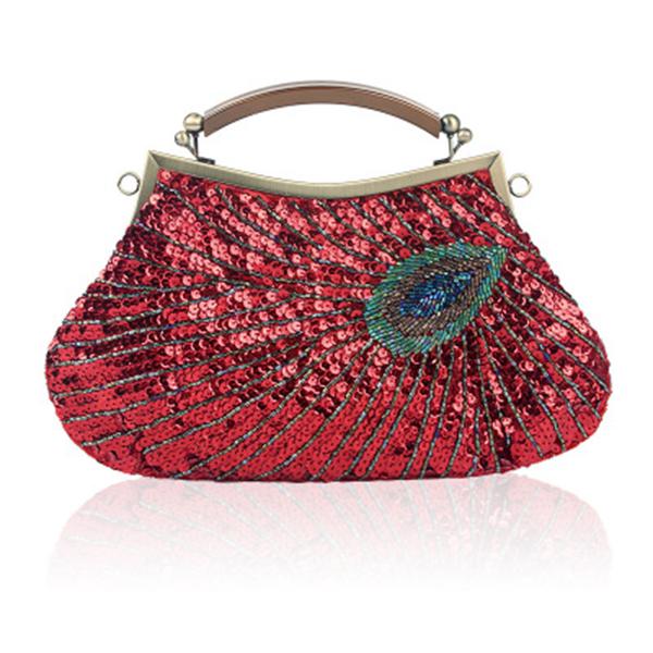 Handgemachte Perlen Clutch Pfau Pailletten Tasche