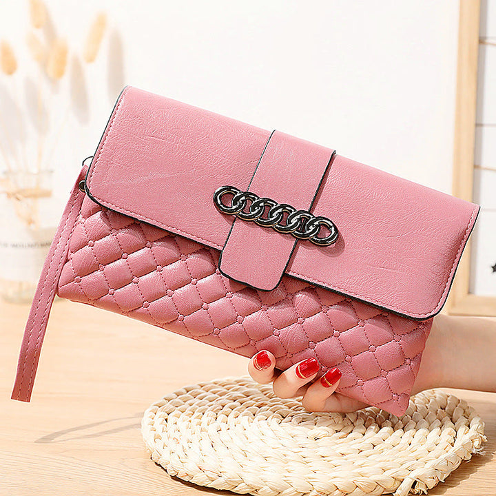 Gesteppte Schultertasche für Damen mit Karomuster, multifunktionale Geldbörse