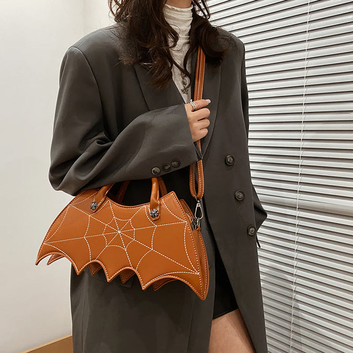 Umhängetasche für Halloween-Outfit, kreatives Fledermausmuster, Ledertasche