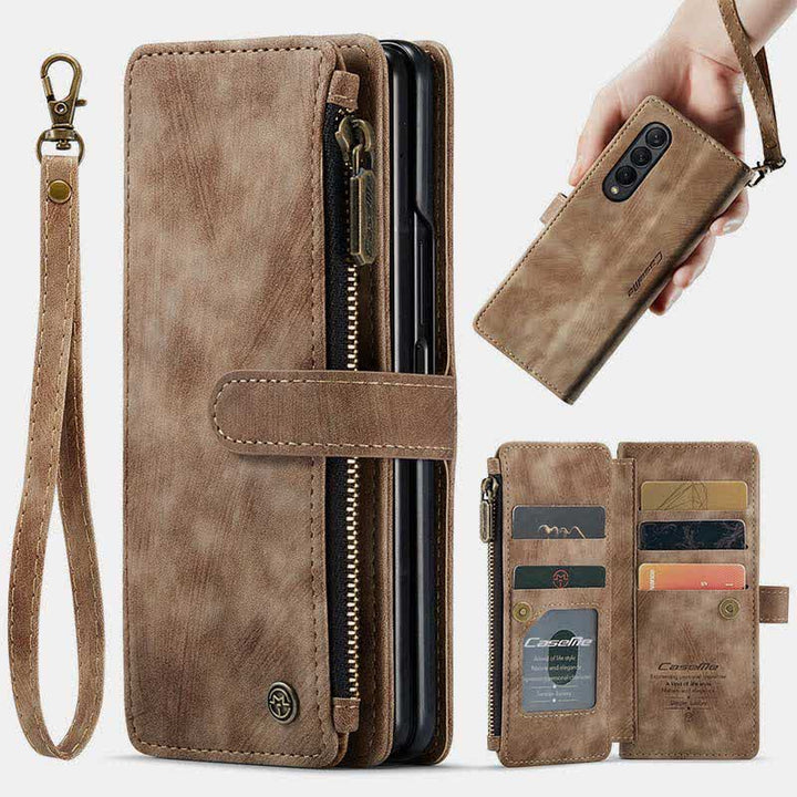 Schutzhülle für Galaxy Z Fold 3 4 5, Brieftaschenformat, mit Kartenhalter, magnetischem Ständer, für Damen und Herren