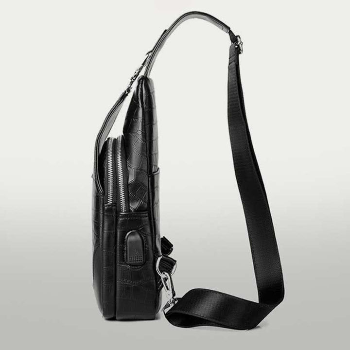 Sling-Rucksack aus Krokodil-Maserungsleder für Herren, Schultertasche, Reise-Tagesrucksack