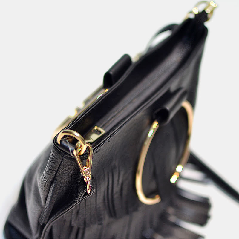 Quaste Lederhandtasche für Frauen Musik Party klassische Umhängetasche