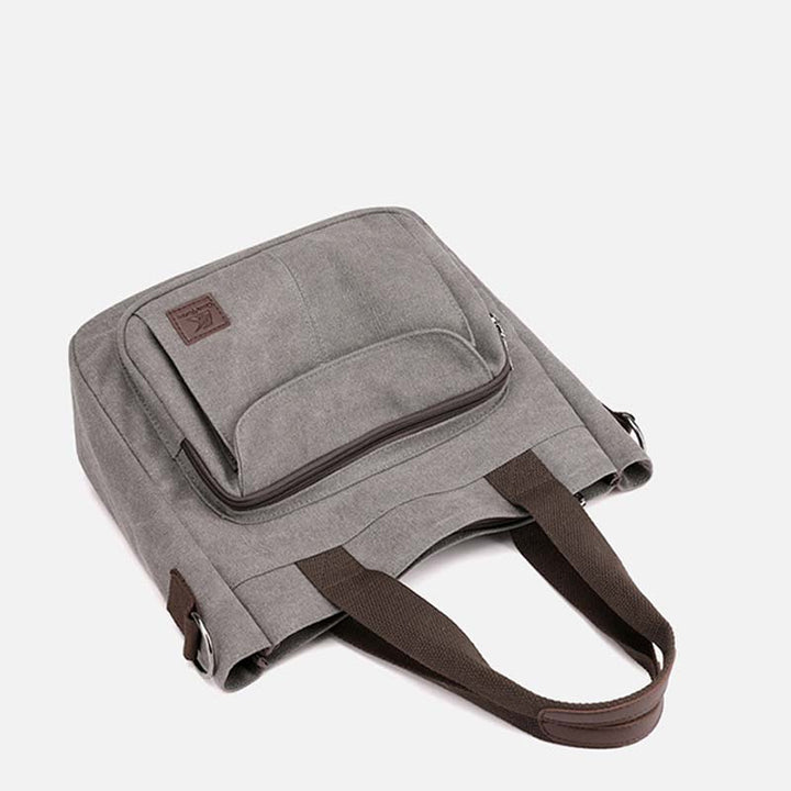Damen Handtasche aus Canvas mit Griff und mehreren Taschen, Umhängetasche, Schultertasche, Tote, Geldbörse