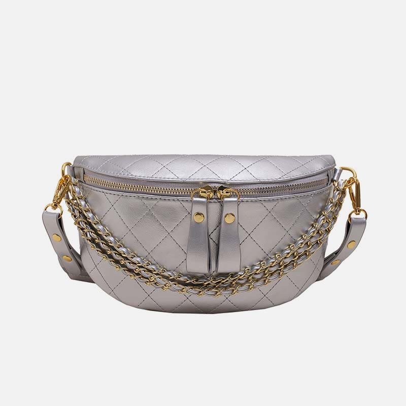 Retro Brusttasche Plaid Steppkette Riemen Crossbody Schultertasche