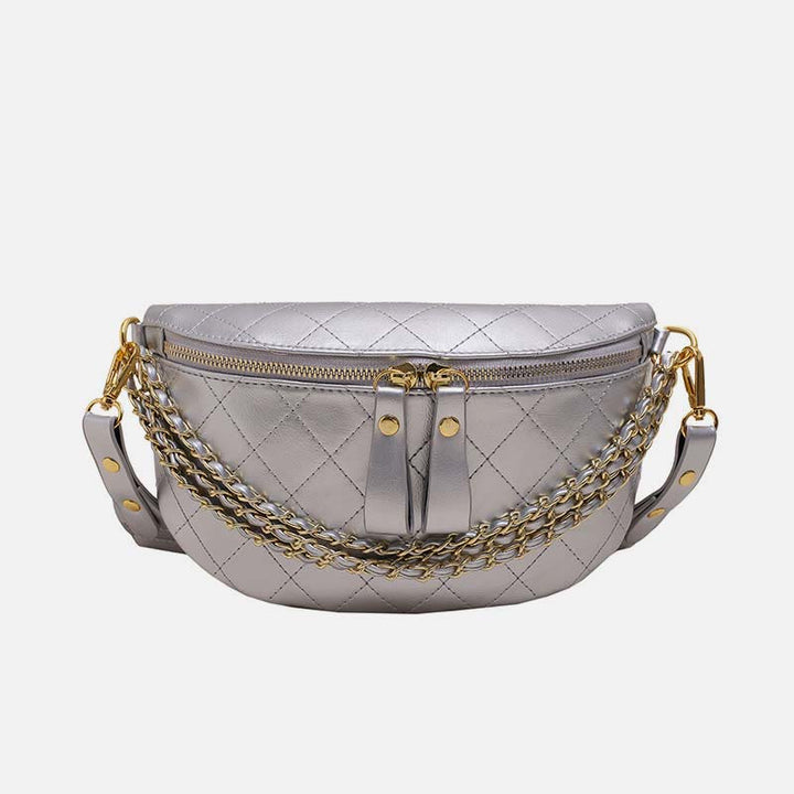 Retro Brusttasche Plaid Steppkette Riemen Crossbody Schultertasche